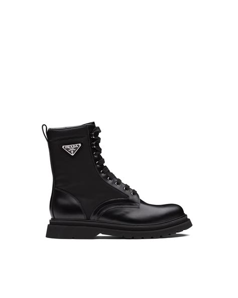 brushed leather and nylon boots prada|Prada snakeskin boots.